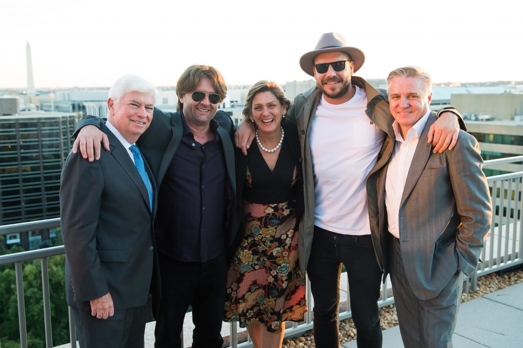 MPAA Chairman Senator Chris Dodd, John Polson, Deputy Head of Mission to the Embassy of Australia Ambassador Katrina Cooper, Patrick Hughes, and MPA President and Managing Director of the Asia-Pacific Region Mike Ellis. Photo Credit: Joy Asico.